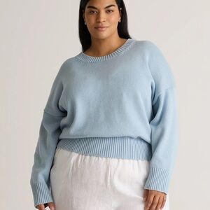 Quince 100% Organic Cotton Boyfriend Crew Sweater in Sky Blue
